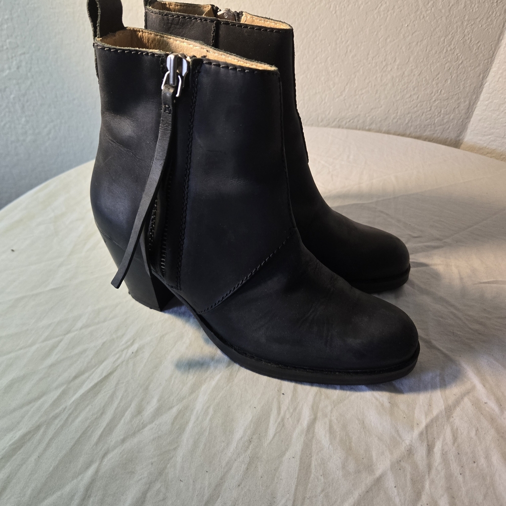 Acne Black Leather Ankle Boots